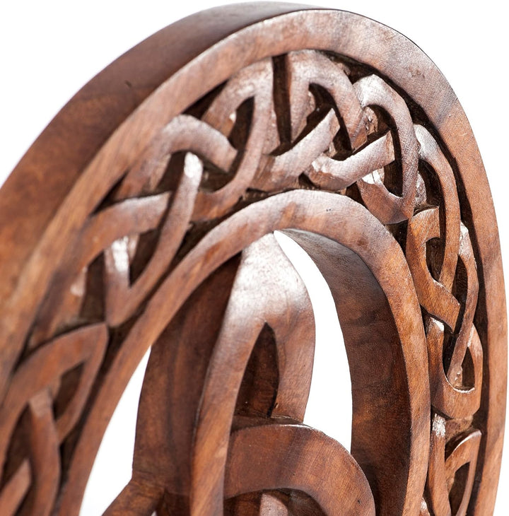 Windalf Celtic Holzbild RIGANI Ø 30 cm Triade Keltsche Hochzeit Wandkunst Handarbeit aus Holz