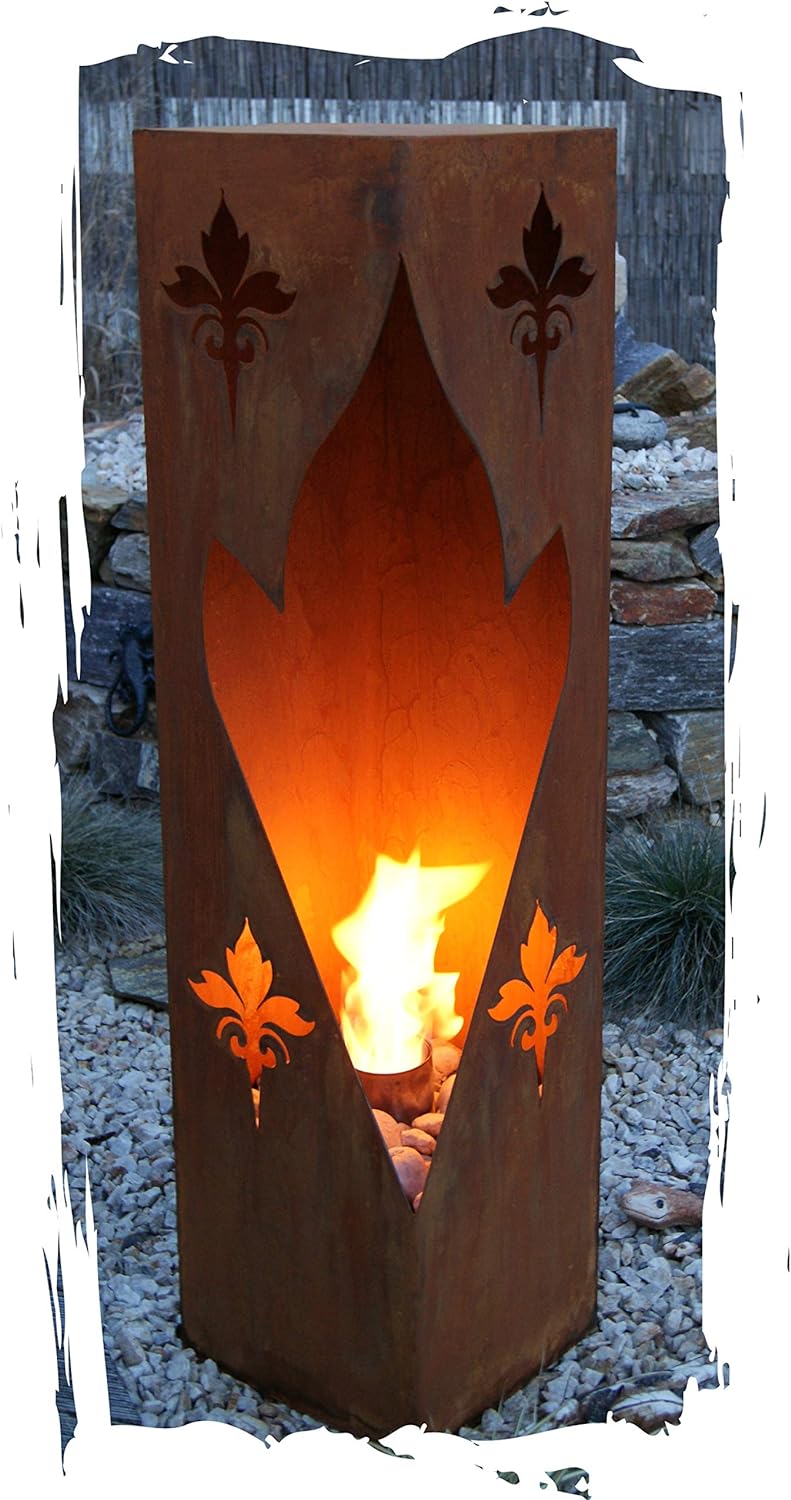 Feuersäule Lilie Edelrost Rost Metall Gartendeko Garten Stele Fackel Feuer Säule