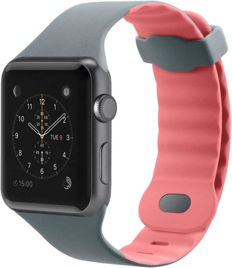 Belkin Sportarmband (geeignet für Apple Watch Series 4, 3, 2, 1, 38 mm/40 mm) 38 mm grau/pink, 38 mm