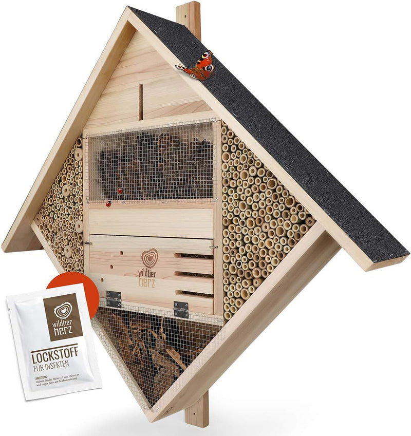 wildtier herz I Profi Insektenhotel XXL - 85 x 82 cm Insektenhaus aus verschraubtem Massiv-Holz - Ha