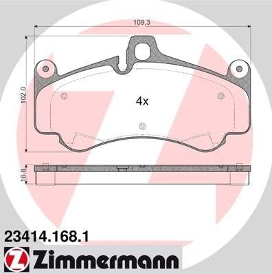 ZIMMERMANN 23414.168.1 Serie Bremsbeläge, vorne, inklusive Platte dämpfend, Gewichte von Ausgleich
