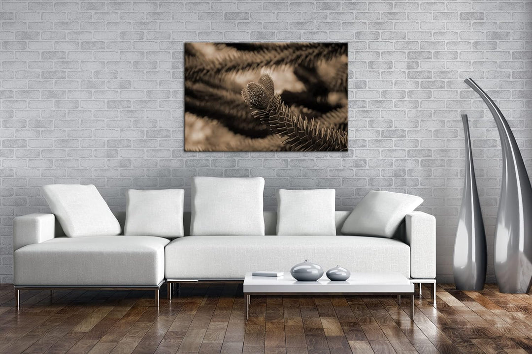 deyoli Frühlingserwachen der Tannenbäume Format: 80x60 als Leinwand, Effekt: Sepia, Motiv fertig ger
