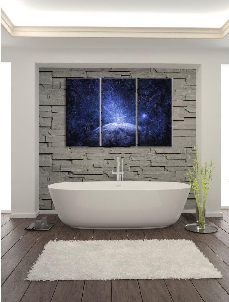 Pixxprint Sicht vom Mond auf die Erde Pinsel Effekt 3-Teiler Leinwandbild 120x80 Bild auf Leinwand