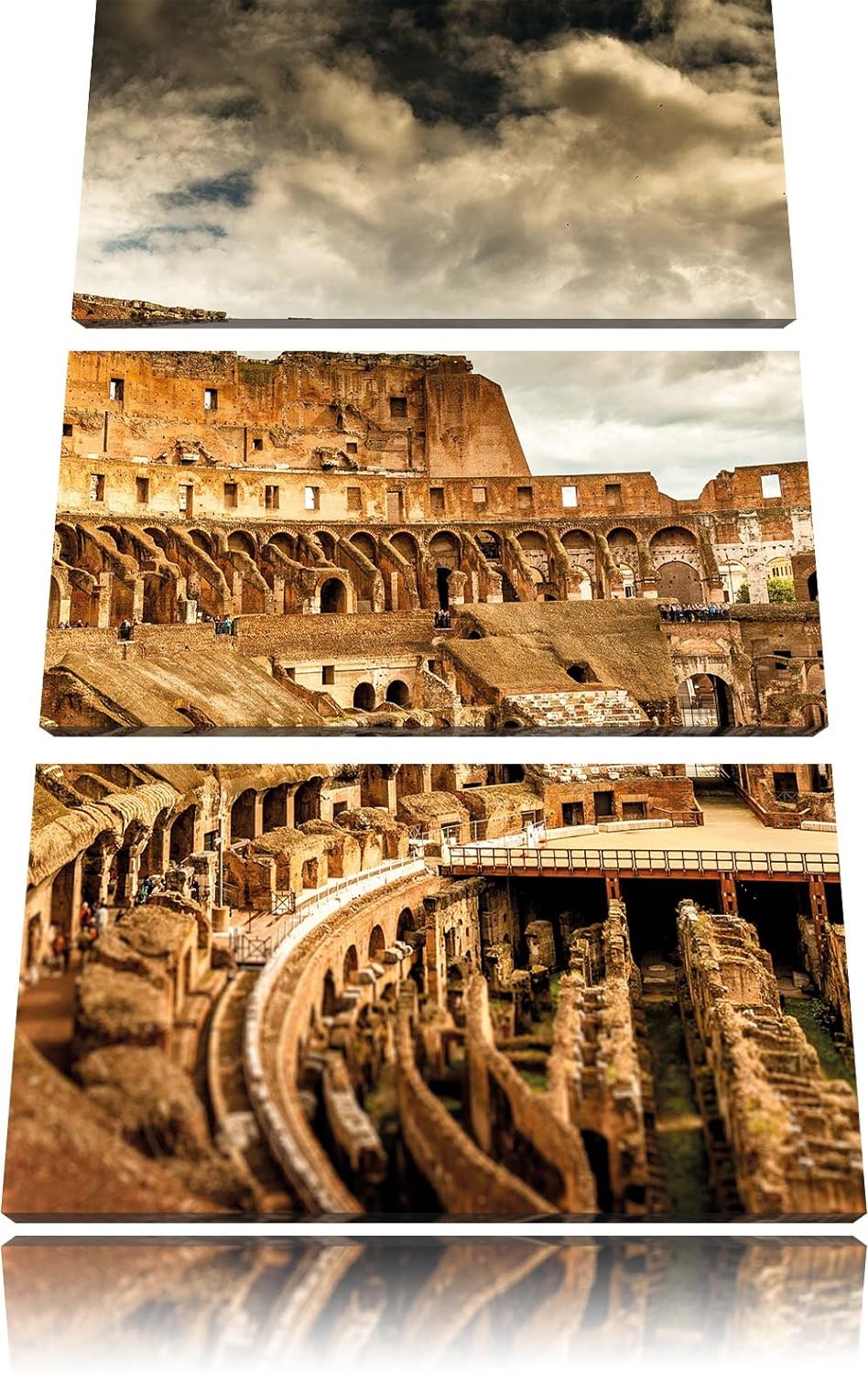 Pixxprint Colloseum in Rom von innen als Leinwandbild/Grösse: 3 Teilig (120x80 cm) cm/Wandbild/Kunst