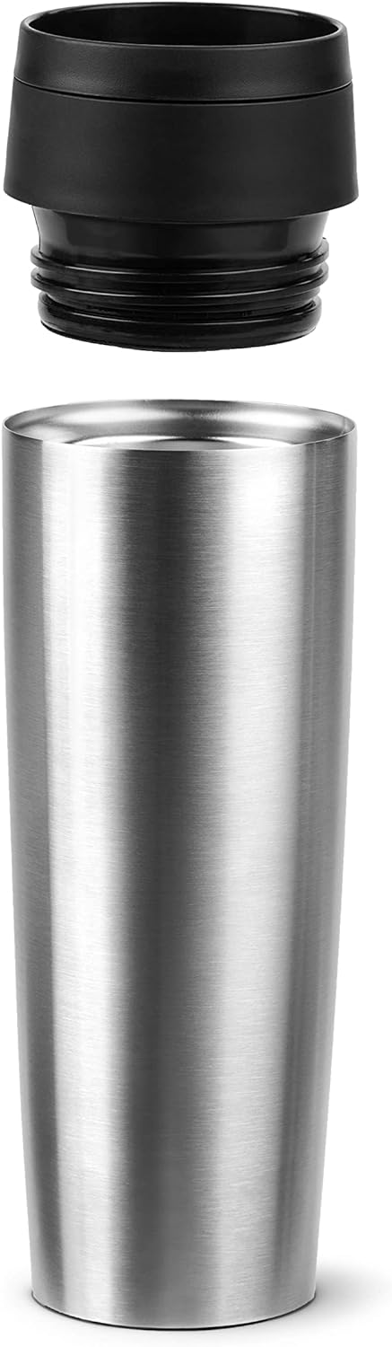 Emsa N20219 Travel Mug Classic Isolierbecher 0,5 Liter | neuer Komfort-Schraubverschluss | Edelstahl