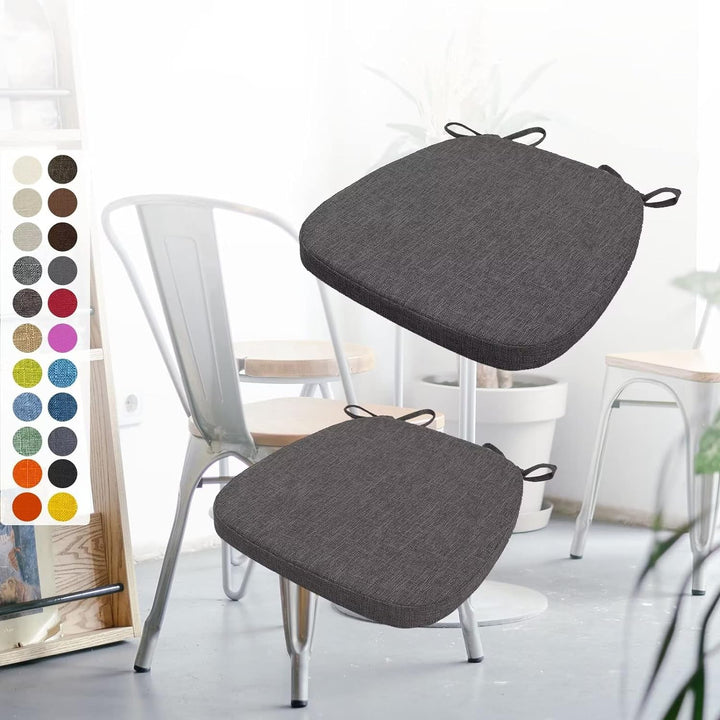 2er Set Stuhlkissen 40x38x3 cm mit Bändern,Waschbare Sitzkissen rutschfest,Stuhlauflage Stuhlpolster