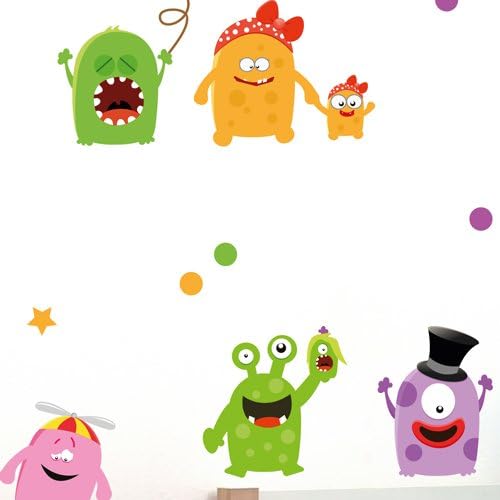 Wandkings Monster Wandsticker XL Set, 50 Aufkleber, Gesamtfläche 130 x 70 cm