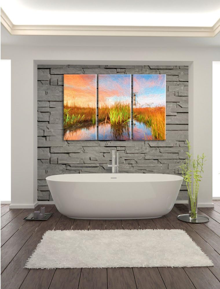 Pixxprint Leuchtturm als Leinwandbild/Grösse: 3 Teilig (120x80) cm/Wandbild/Kunstdruck/fertig bespan