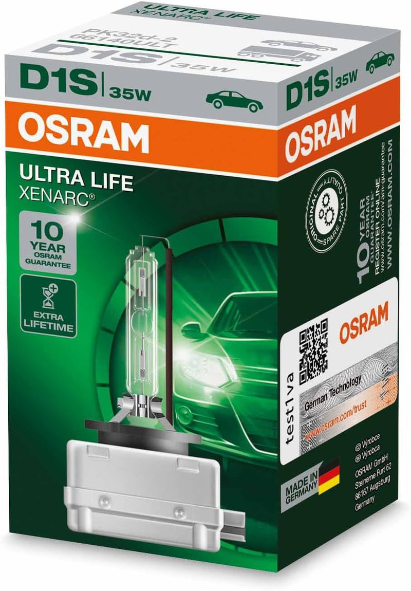 Osram Xenarc ULTRA LIFE D1S HID Xenon-Brenner, Entladungslampe, 66140ULT, Faltschachtel (1 Stück) UL