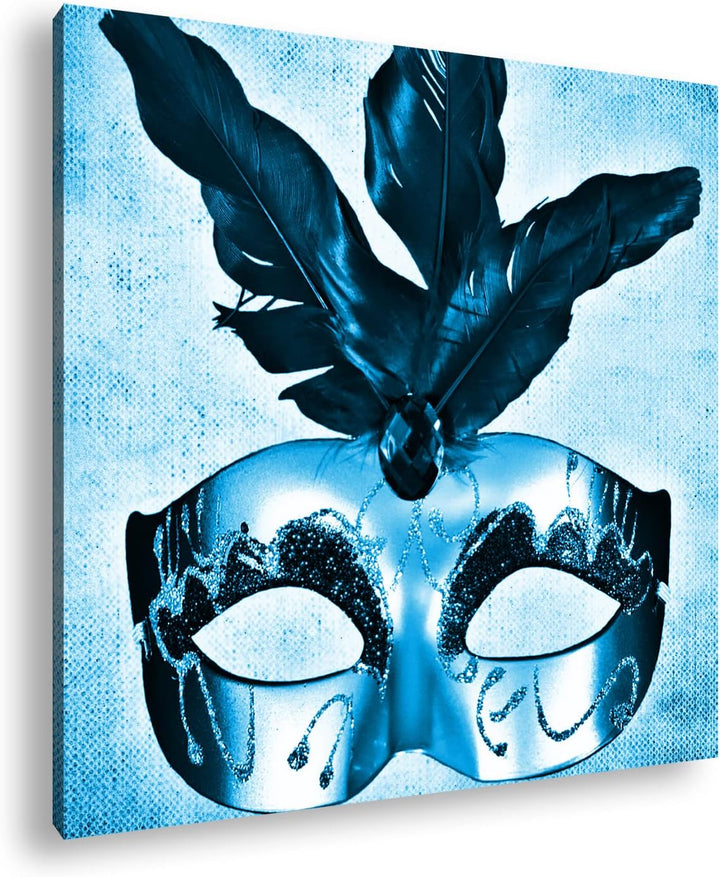deyoli Karnevals Maske Format: 70x70 Effekt: Monocrome Blau als Leinwand, Motiv fertig gerahmt auf E