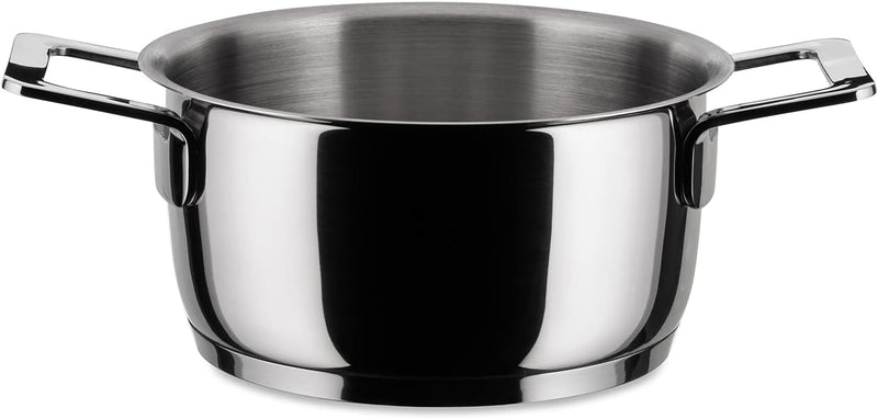 Alessi AJM101/16 POTS & Pans Flache Kasserolle, Edelstahl, Silber, 28 cm Silber 7 x 24.5 x 44.5 cm,