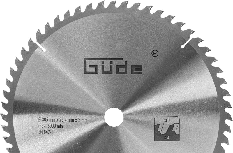 Güde 54987 Holzsägeblatt HM 305x25,4x60Z (Messer Hartmetall – 305 x 25 mm mit 4x60 Zähne)