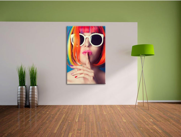 Pixxprint Frau mit Haaren als Leinwandbild/Grösse: 100x70 / Wandbild/Kunstdruck/fertig bespannt, 100