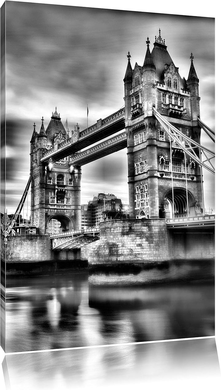 Monocrome, London, Format: 100x70 auf Leinwand, XXL riesige Bilder fertig gerahmt mit Keilrahmen, Ku