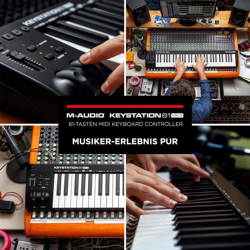 M-Audio Keystation 61MK3 + SP-2 - MIDI Keyboard Controller mit 61 Tasten, zuweisbaren Reglern, Pitch