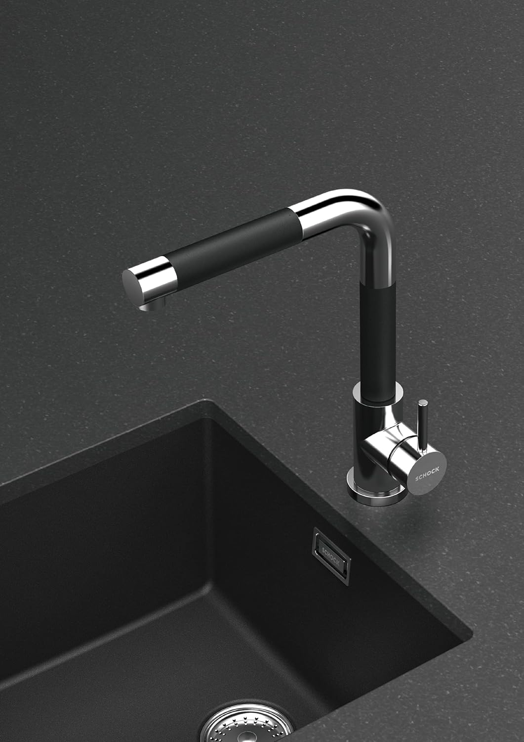 SCHOCK Küchenarmatur SC-300 Polaris – Hochdruck Armatur CRISTADUR mit Festauslauf und Standard Norm-