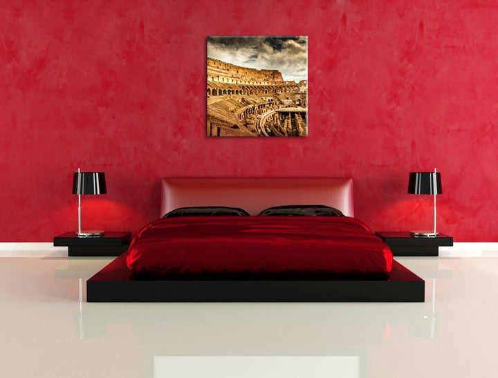 Colloseum in Rom von innen, Format: 70x70 auf Leinwand, XXL riesige Bilder fertig gerahmt mit Keilra