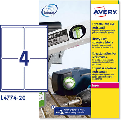 Avery Strapazierfähige Etiketten für Laserdrucker