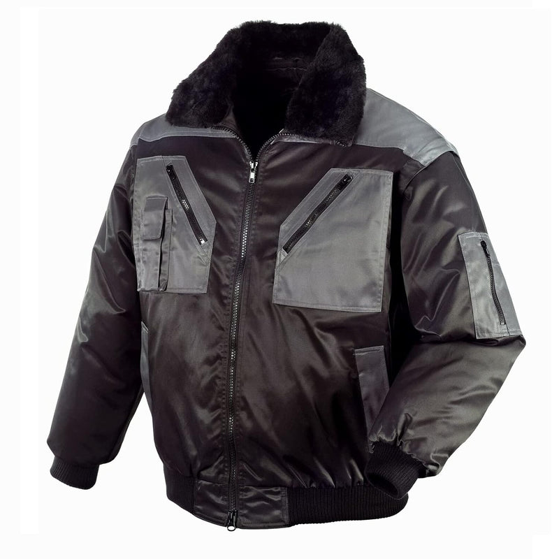 texxor Herren Pilotenjacke Oslo Arbeitsjacke mit abnehmbaren rmeln schwarz grau M, Grau, M EU M Grau