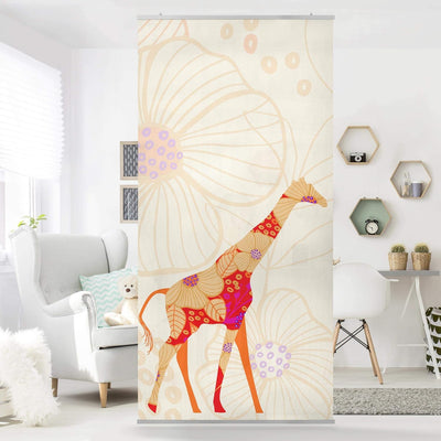 Bilderwelten Raumteiler Floral Giraffe 250x120cm inkl. transparenter Halterung, inkl. transparenter