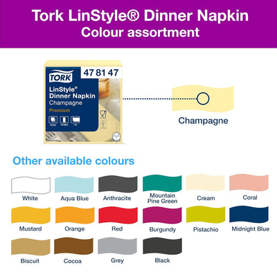 Tork 478147 Linstyle Premium Dinnerservietten Champagner 1/8-Falz / Papierservietten stoffähnlich un