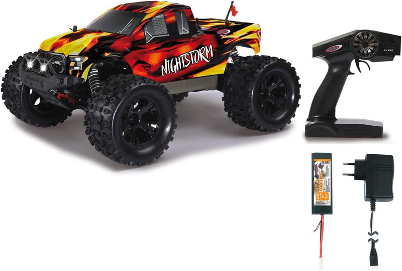 JAMARA 059737 - Nightstorm Monstertruck 1:10 BL 4WD Lipo 2,4GHz LED - Brushless Motor 3200KV, Regler