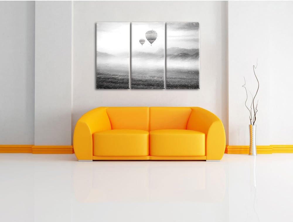 Pixxprint Heissluftballon Landschaft als Leinwandbild/Grösse: 3 Teilig (120x80 cm) cm/Wandbild/Kunst