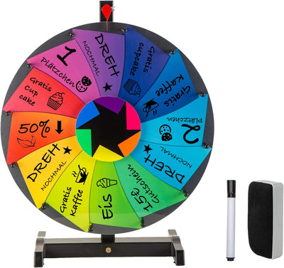 Glücksrad zum Drehen 48cm Gross - Gluecksrad Spiel mit 18" Drehrad & Stativ | Glücksrad Zum Selbstge