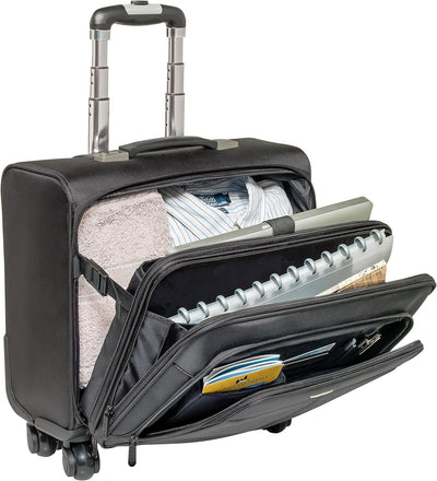 PEDEA Business Trolley Premium Laptop-Rollkoffer bis 17,3 Zoll (43,9 cm) mit Übernachtungsfach, schw