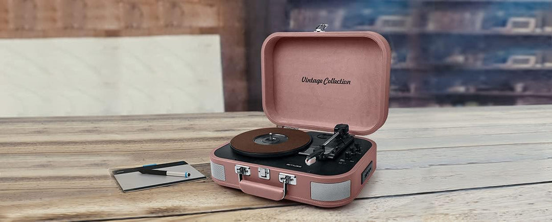 Muse MT-201 BTB - Muse Dreigang-Plattenspieler, Bluetooth, USB- und SD-Kartenleser, Pink