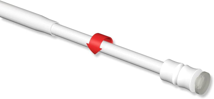 Interdeco Klemmstange (1 Stück), Klemmfix Scheibenstange mit Gummistopfen Weiss in 8/6 mm Ø, Flexo,