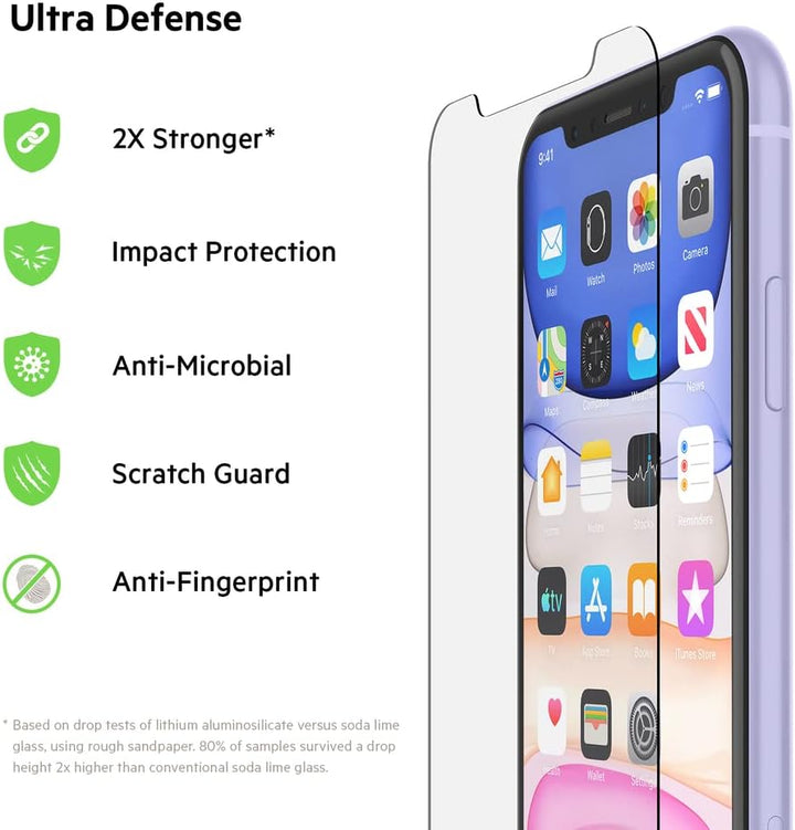 Belkin ScreenForce InvisiGlass Ultra antimikrobieller Displayschutz für das iPhone 11 (iPhone 11 Dis