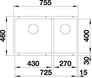 BLANCO SUBLINE 430/270-U | SILGRANIT tartufo | Einbauart: Unterbau | Hauptbecken links | ohne Ablauf