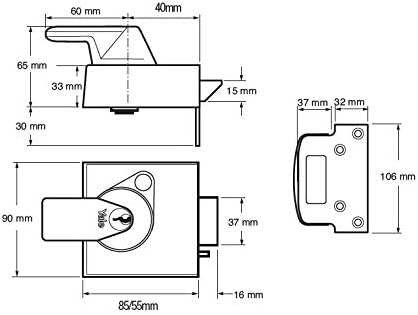 Yale YALPBS2BLX P-BS2-BLX-PB-40, BS2 British Standard Nachtriegel, 40 mm, Messing-Finish, hohe Siche