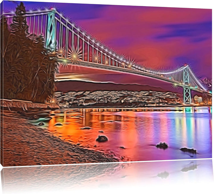 Lions Gate Bridge in Vancouver bei Nacht Deluxe Format: 100x70 cm auf Leinwand, XXL riesige Bilder f