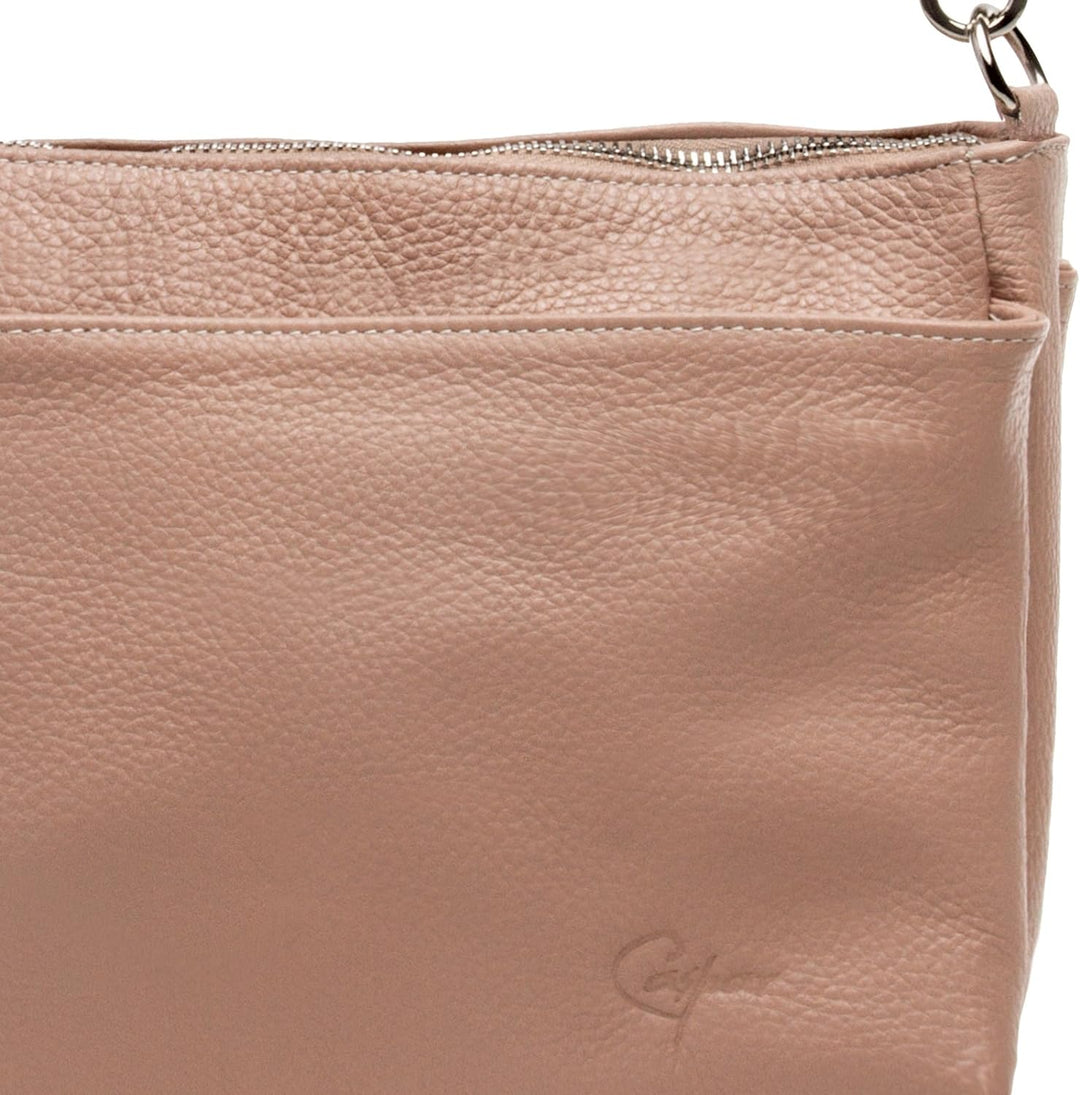 Caspar TL787 klassisch elegante Damen Lederhandtasche Einheitsgrösse Rosa, Einheitsgrösse Rosa