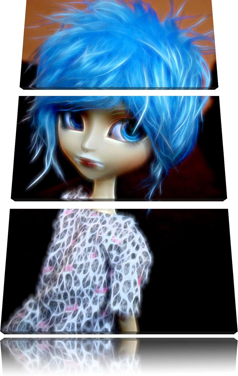 Dark rebellische Pullip-Puppe NewArt 3-Teiler Leinwandbild 120x80 Bild auf Leinwand, XXL riesige Bil