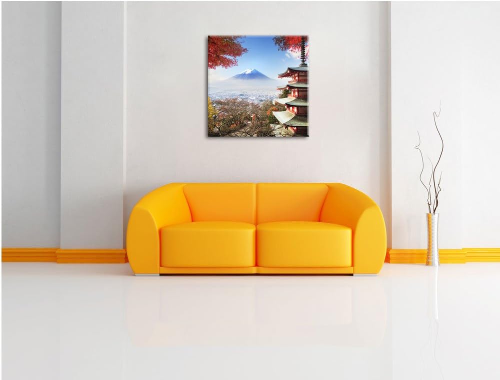 Pixxprint Japanischer Tempel im Herbst, Format: 70x70 auf Leinwand, 70x70