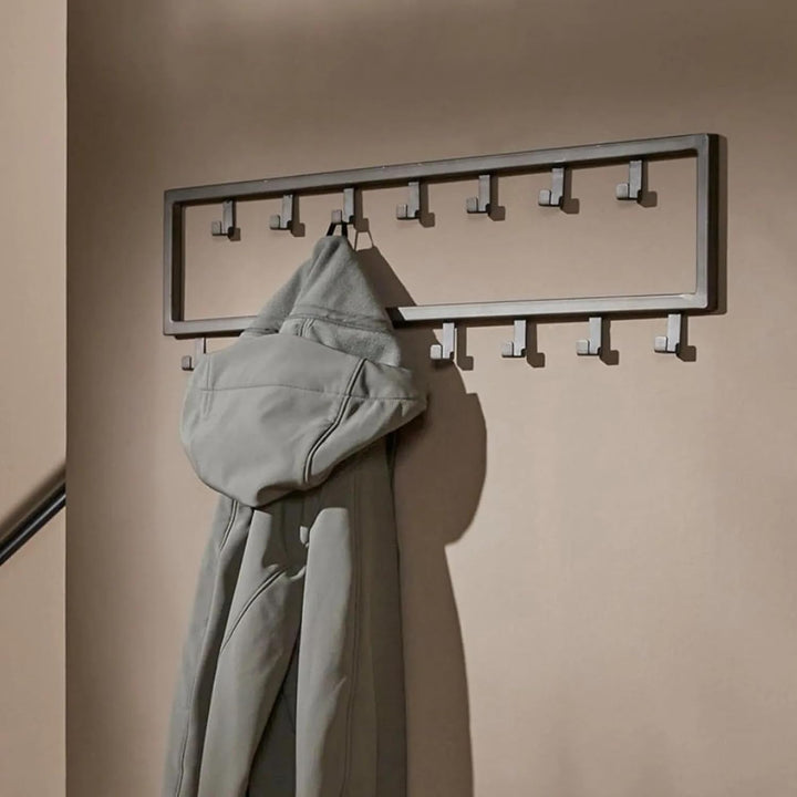 RINGO-Living Kleider Hakenleiste mit 15 Haken, Garderobe Haken Silber-matt, Jacken Garderobe für den