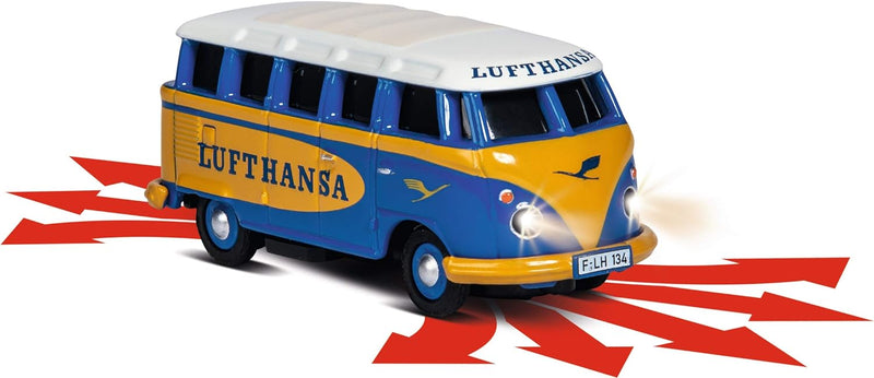 Carson 500504134 500504134-1:87 VW T1 Samba Bus Lufthansa RTR Fahrfertiges Modell, 2.4 GHz Fernsteue