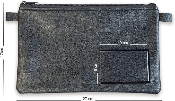 10-er Pack effektivo Banktasche mit Reissverschluss und Fenster zur Beschriftung, Kunstleder schwarz