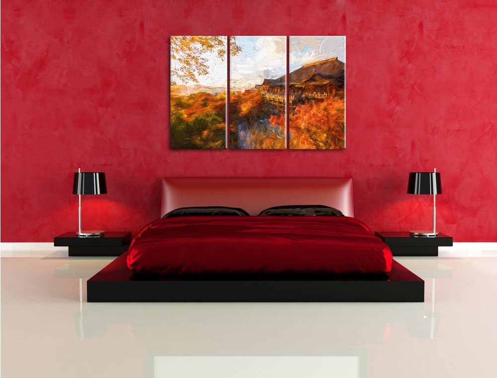 Pixxprint Majestätisches Japanisches Gebäude als Leinwandbild/Grösse: 3 Teilig (120x80 cm) cm/Wandbi
