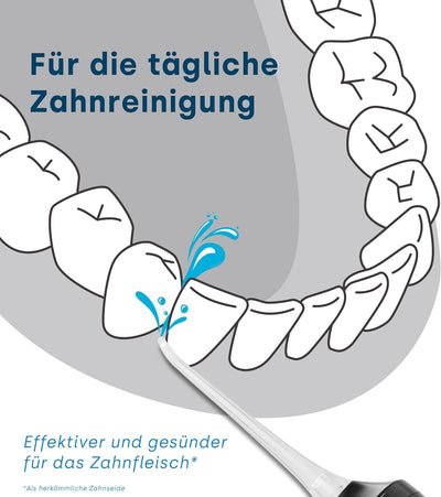 emmi-dent Munddusche kabellos 310 ml I Zahnzwischenraumreiniger mit 360° Reinigung für gründliche Za