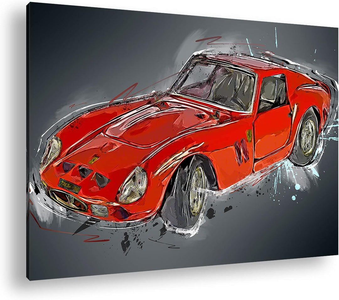 deyoli gezeichneter Sportwagen Format: 100x70 als Leinwandbild, Motiv fertig gerahmt auf Echtholzrah