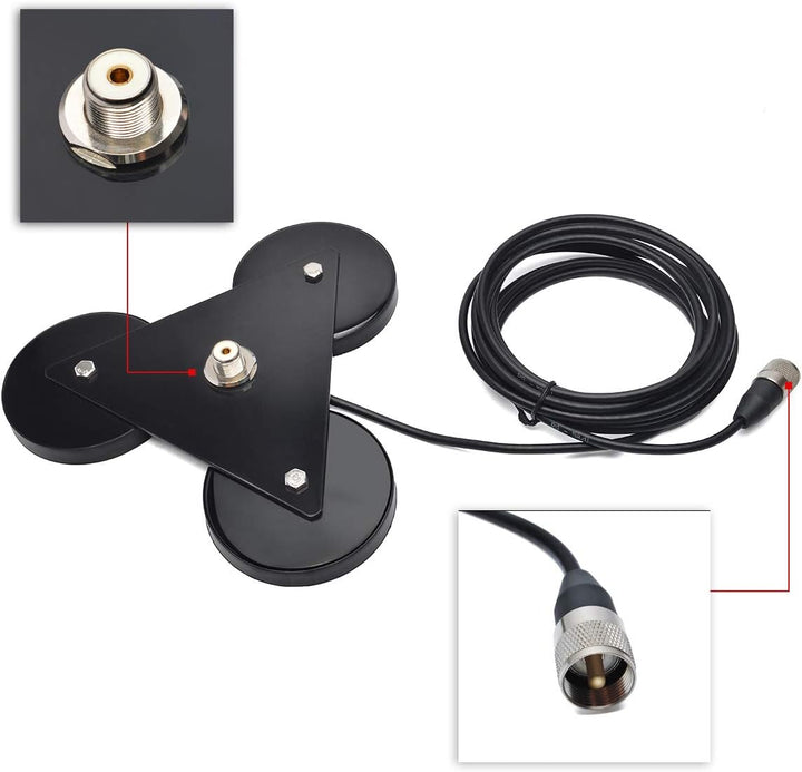 HYS CB-Antennen-Magnethalterung Magnetbasis 5 m RG58-Kabel, PL259-Stecker im Lieferumfang enthalten