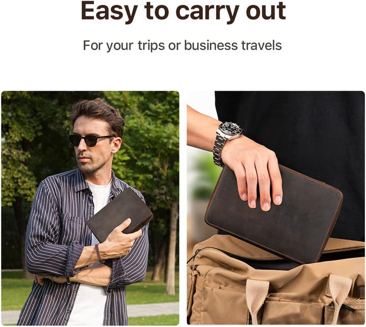 Contacts Uhrenarmband-Box aus echtem Leder, mit Reissverschluss, Organizer für 12 Uhrenarmbänder, Re
