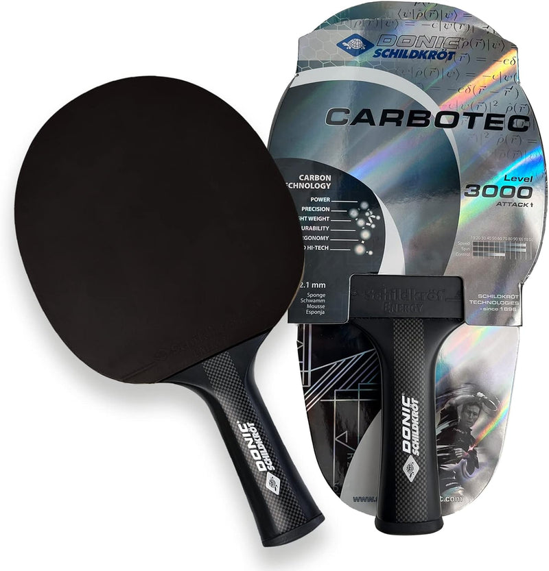 Donic-Schildkröt Carbon Tischtennisschläger CarboTec 3000, One-Piece Konstruktion, Schwarz