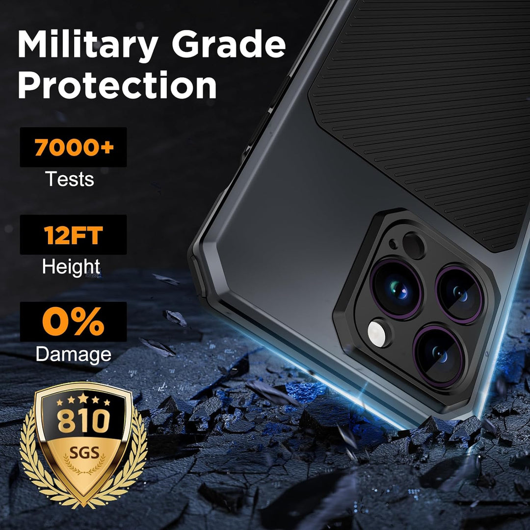 WIFORT Magnetisch Metall Hülle für iPhone 14 Pro Max Kompatibel mit MagSafe, mit 2 Stück Schutzglas,