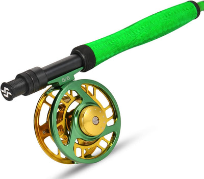 Sougayilang Standard Fliegenfischen-Kombi-Starter-Set, 5/6 Gewicht, 2,7 m Fliegenrute mit SuperPolym