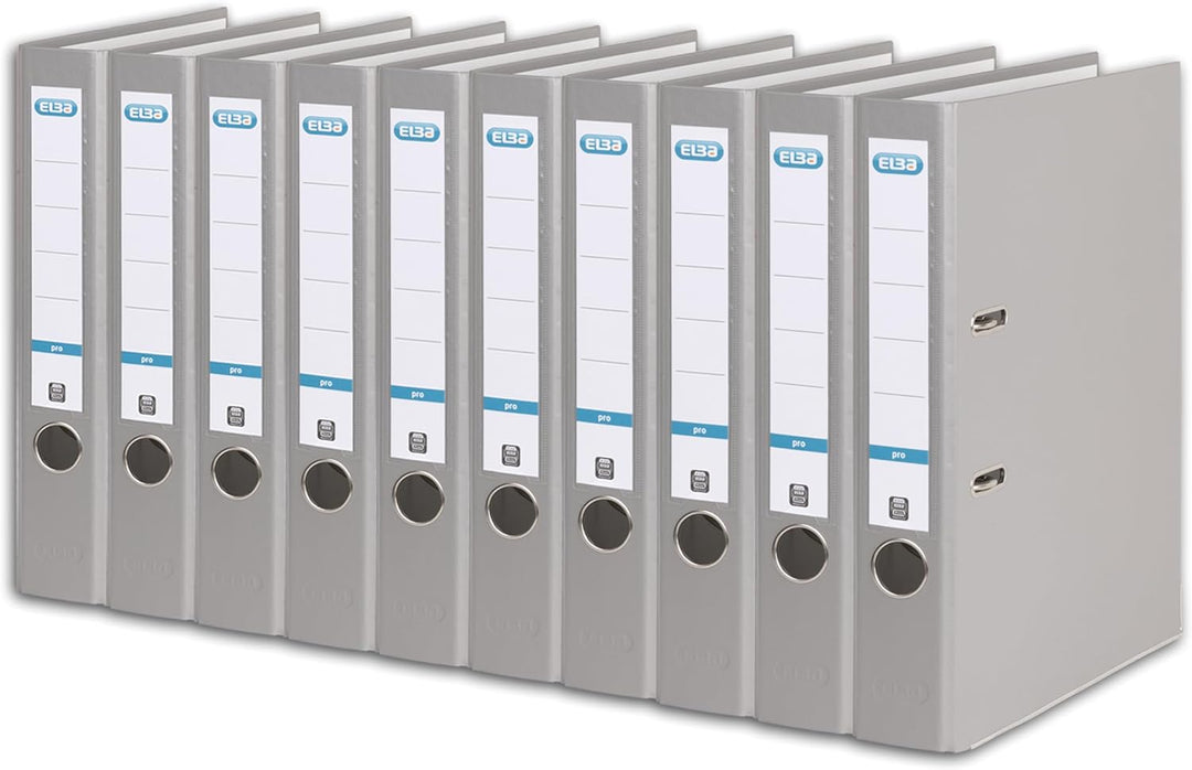 Elba Ordner A4, Smart Pro, 5 cm schmal, Kunststoff aussen, grau, 10 Stück, grau